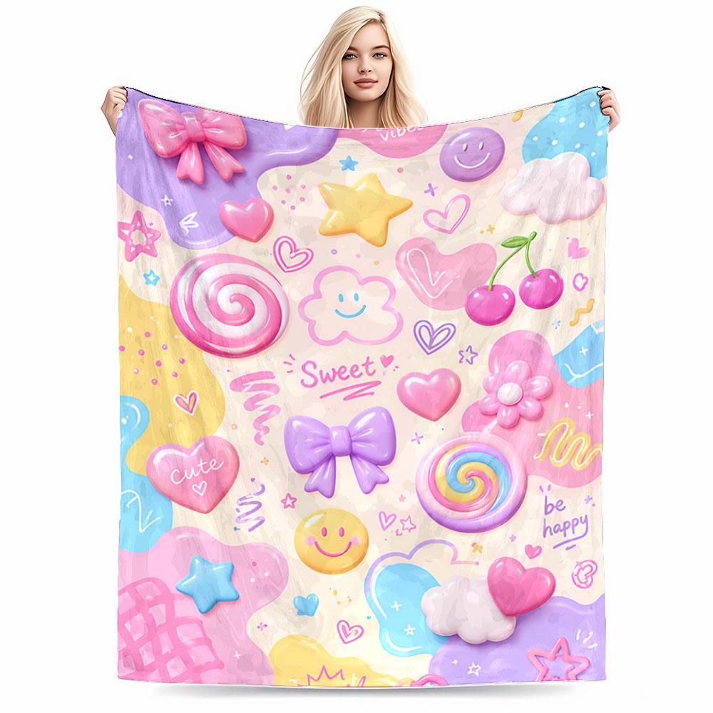 Cute Pastel Kawaii Pattern Blanket for All Seasons Blanket Lunch Break Throw Gift