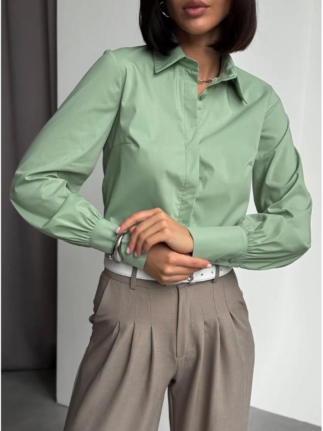 2026 Spring/Summer European & American Women's Solid Color Long Sleeve Lapel Shirt