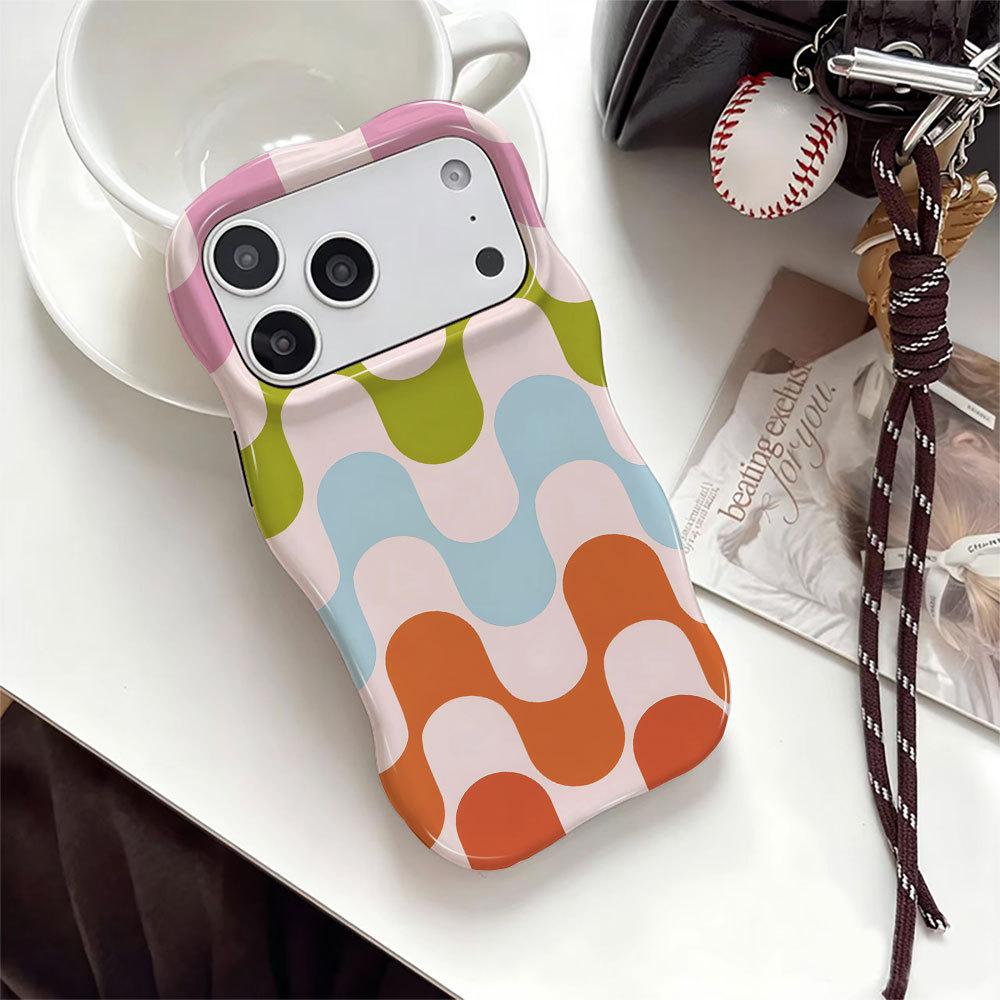 Temu Hot-selling List Irregular Big Wave iPhone14promax Summer Mobile Phone Case Heat Transfer Film Case