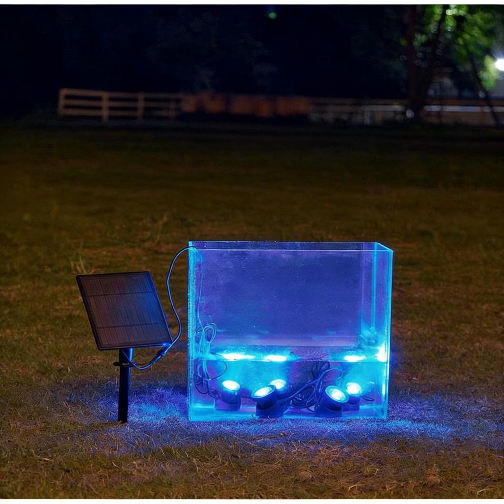 Solar Pond Lights IP68 Waterproof Submersible LED Spotlights Underwater Landscape Lamp for Garden Fountain Pool Pond Decor Lamp