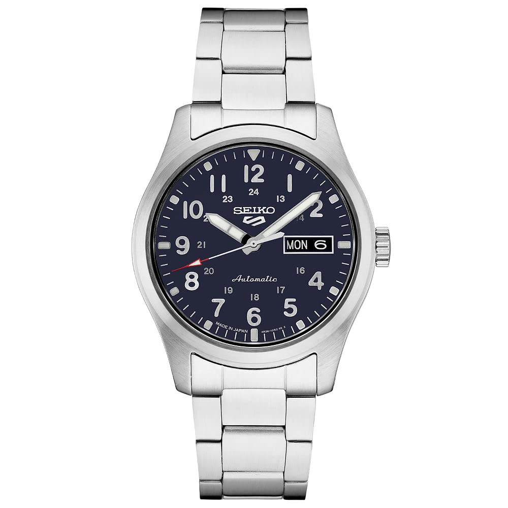 

Seiko SRPG29 Automatic Watch for Men - 5 Sports - Dark Blue Dial, Day/Date Calendar, Luminous Hands & Numeral Markers, Stainless Steel, 100m Water-Res