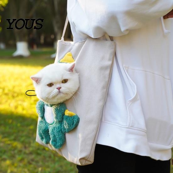 Lightweight Cat Shoulder Carrier Portable Bag, Fabric Bag with Peek Window, Safety Soft Canvas Pet for Small Cats Buckle, Cute Animal