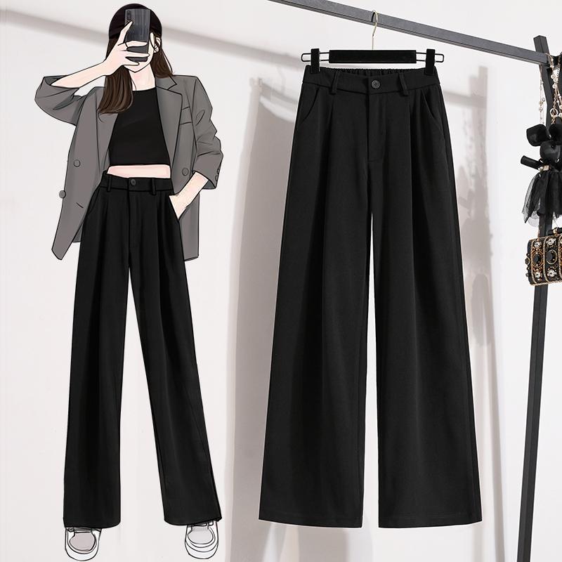 

DIMANAF 2024 Большие размеры Длинные брюки Женские однотонные эластичные свободные с высокой талией Повседневные свободные базовые мягкие брюки Широкие брюки 5XL A 5XL чёрный