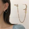 Moon Star Ear Cuff Wrap Clip Stud Long Chain Dangle Drop Cartilage Hoop Earrings For Women Gifts