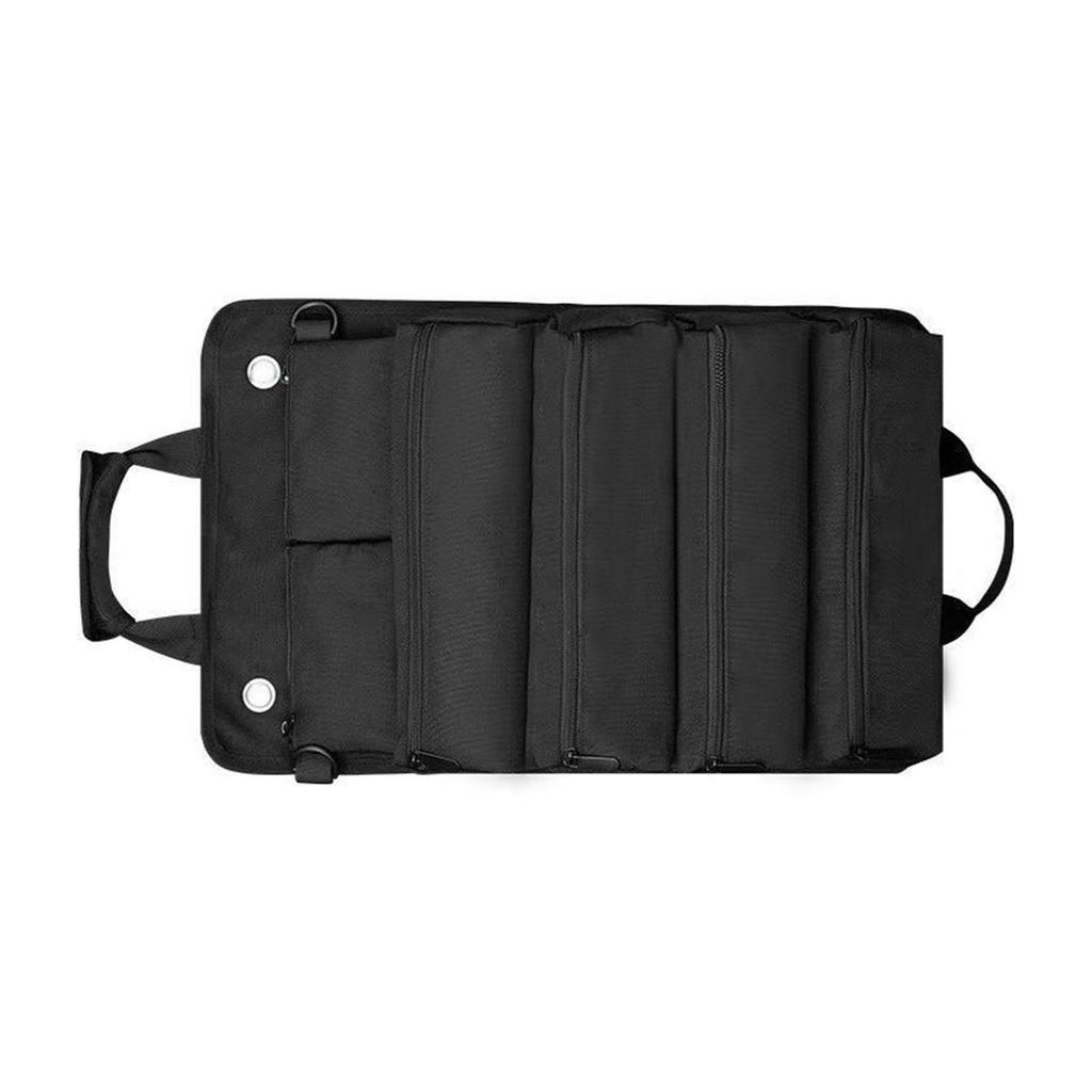 Rollup Tool Bag Organizer Oxford Fabric Ergonomic Handle Portable Rollup Toolbag for Home Maintenance Black