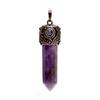 Retro Antique Brass Chakra Hexagonal Prism Natural Stone Quartz Crystal Stone Healing Pendulum Pendant Jewelry For Women Men