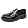 Fashion 2025 Men Metal Lock Decor Loafers Leather Slip-On Shoes Fashion Business Casual Footwear Non-Slip Sole Comfortable Driving Shoes