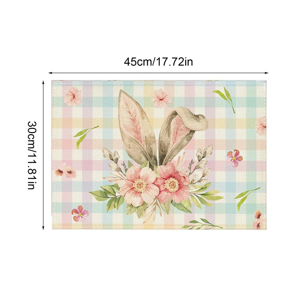 Easter Rabbit placemat Linen Bunny Dining Table Non-Slip Cloth Placemat Spring Holiday Happy Easter Decoration for Home Kitchen