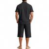 Summer Men's Casual Sportswear Sets Lapel Men's Short-Sleeved Shirt and Shorts Solid Beach Set