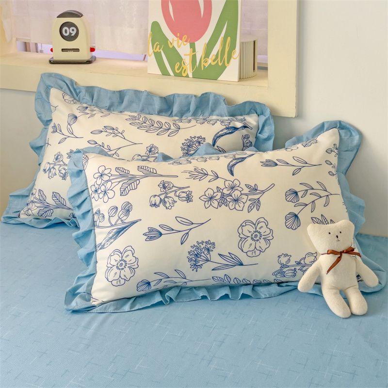 2pcs Soft and Comfortable Yarn Floral Lace Pillowcases | Plant Flower Print, Suitable for Bedroom Bedding Pillow Core Cover