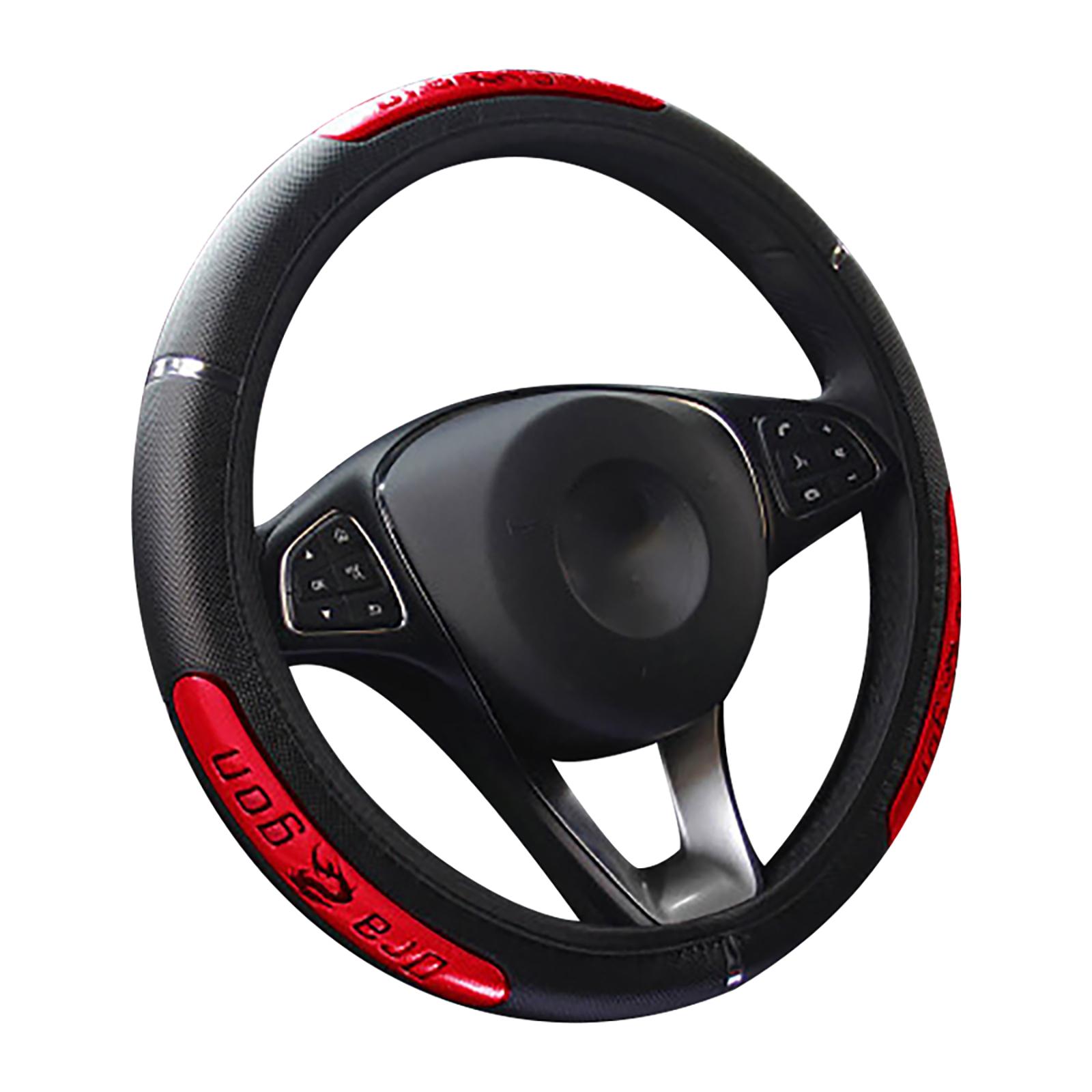 

Кожаные чехлы на ручки автомобиля Нескользящие чехлы на рулевое управление без внутреннего кольца Подходит для салона автомобиля 14-15 дюймов