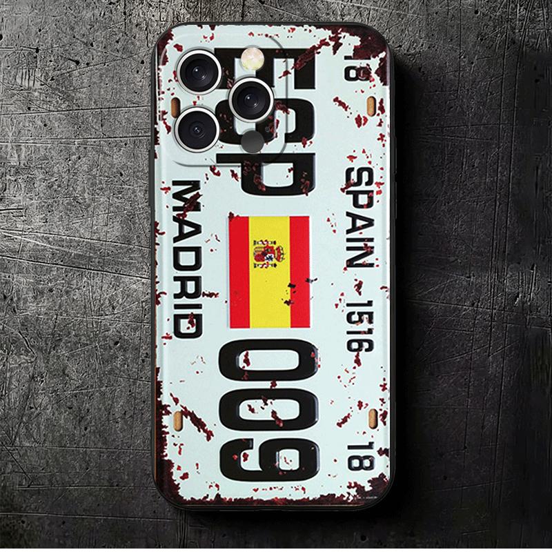 

Retro Vintage License Plate Soft Phone Case for iPhone 16 16E 17 Air 15 Pro Max 14 Plus 13 Mini 11 12 7 Black Cover Back Shell iPhone 14 Plus