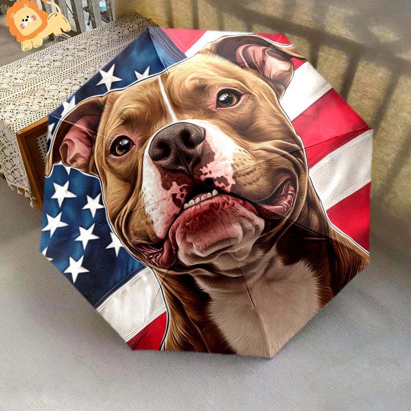 1 PC Automatic Folding Umbrella - Pitbull Dog Pattern, Portable & Foldable Design with 8 Ribs, Christmas Birthday Gifts