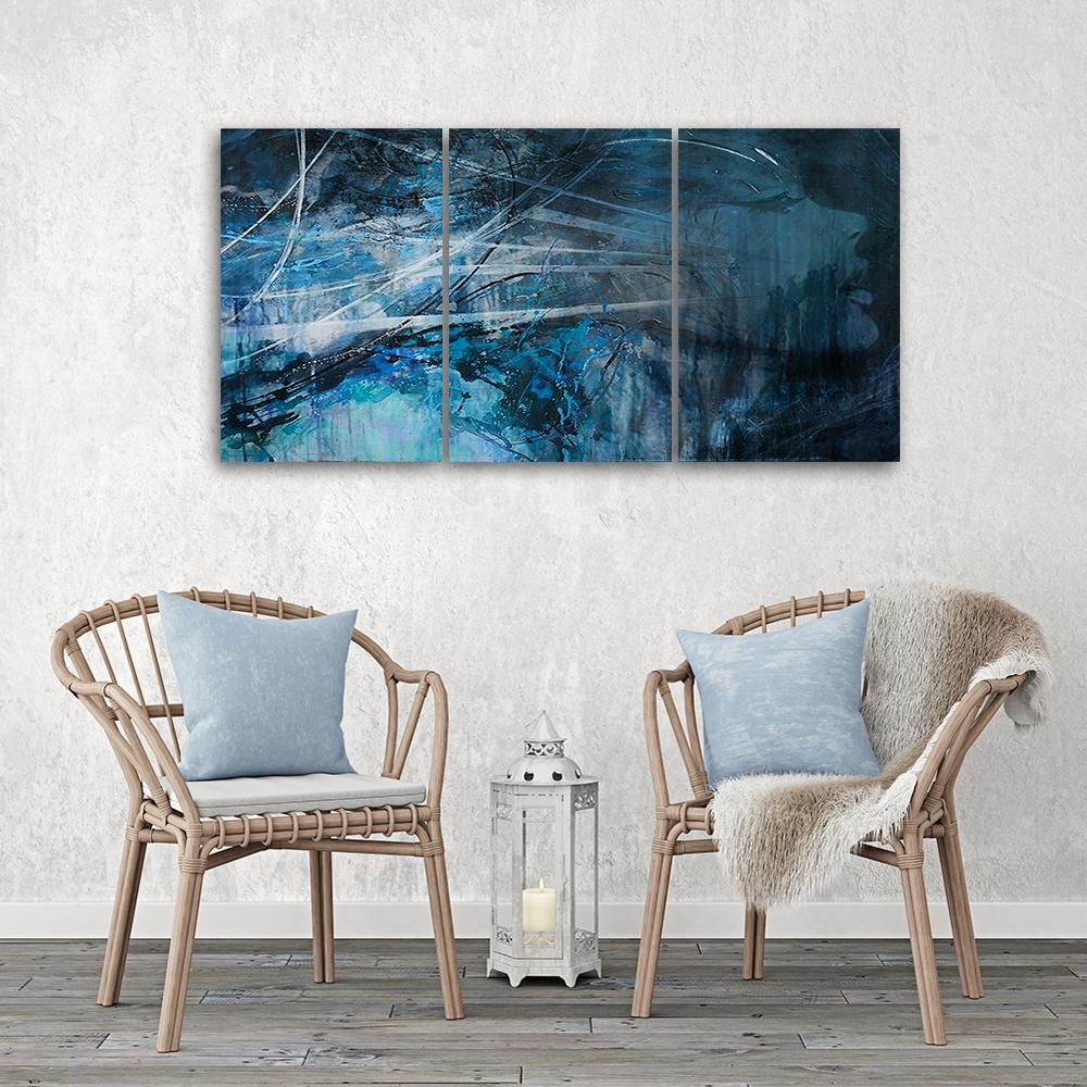 Třídílný obraz na plátně Female Blue