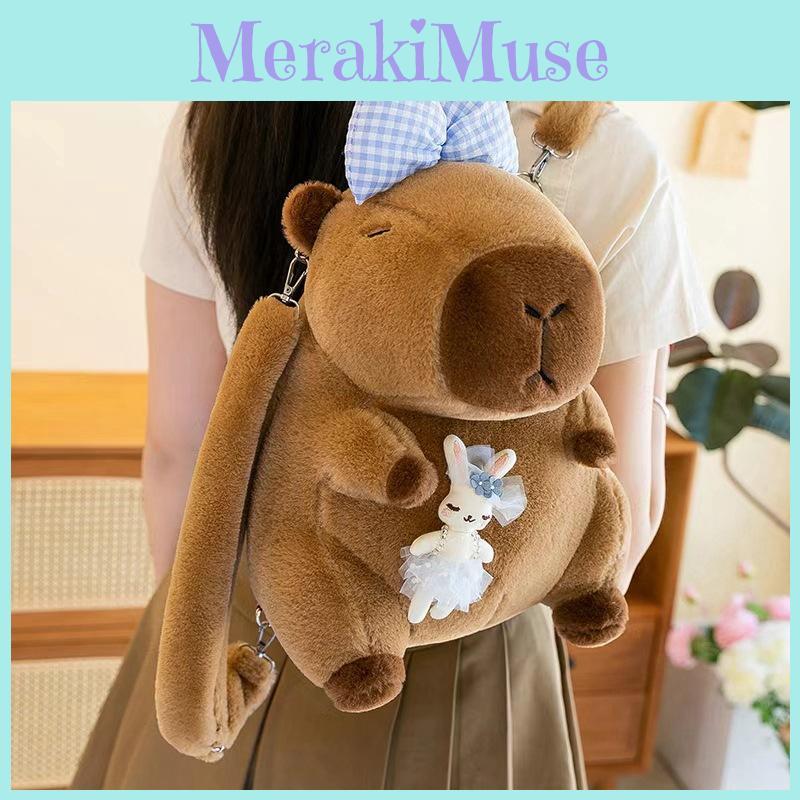 Entzückender Capybara Plüschrucksack mit großer Kapazität, Cartoon-Puppe Tasche für Mädchen