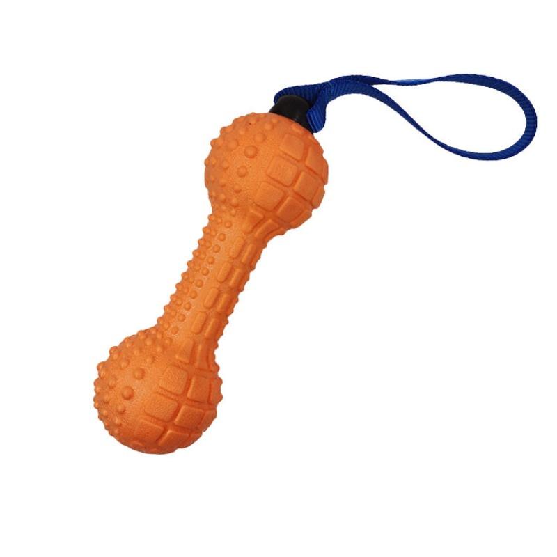 

Dog Biting Sound-making Toy, Double-color Barbell Teeth Cleaning Rugby, Medium and Large-sized Dog Interactive Training Toy Orange barbell