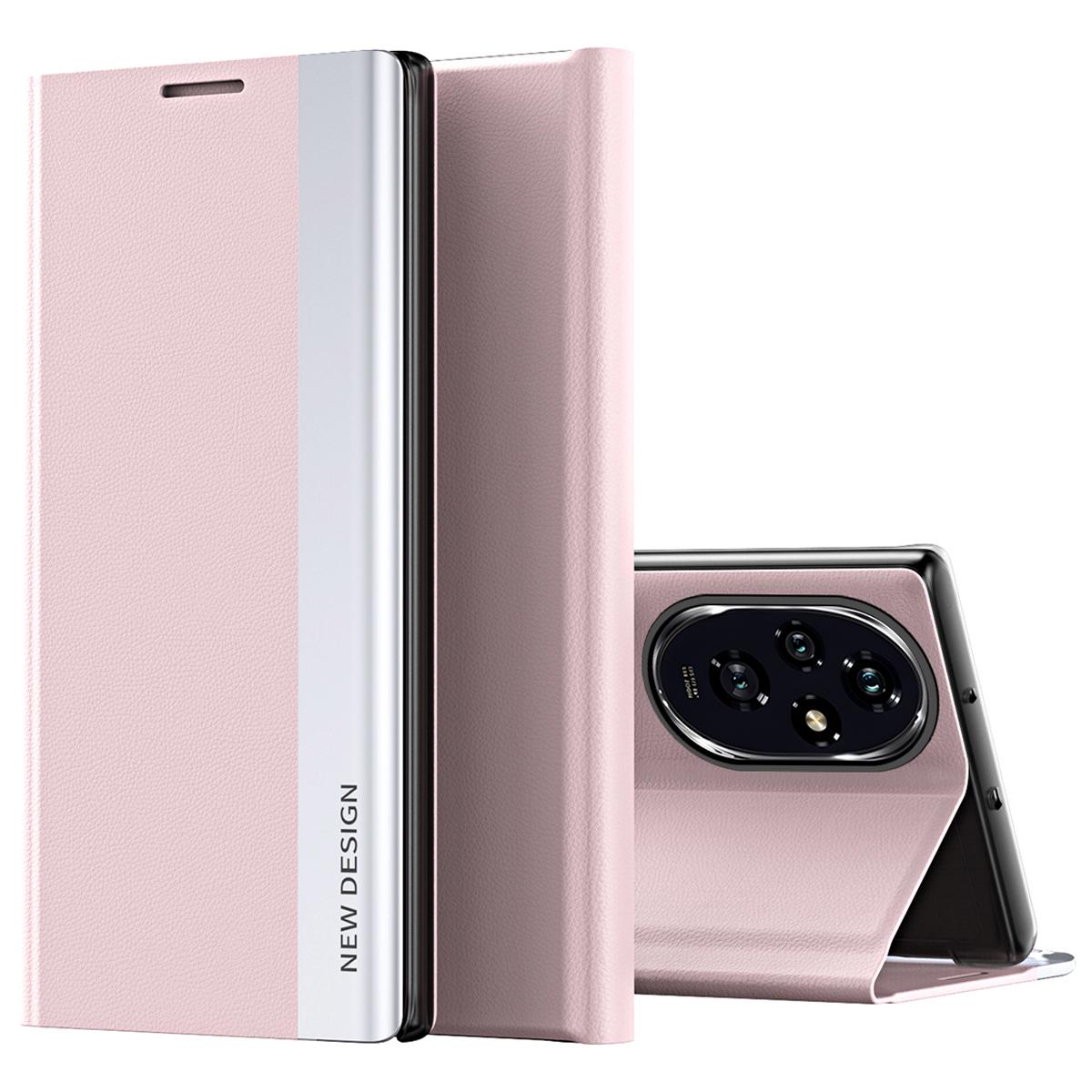 

Чехол для Honor 200 Pro 5G Складная подставка Защитный чехол для телефона из ПУ кожи Pink