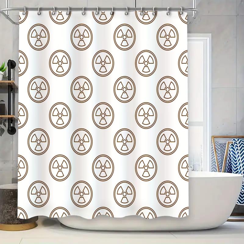 

Radiation Symbol Shower Curtain White Bath Room Decoration With Stripes Pattern Waterproof Plastic Fabric 3D Printing Bathroom C W60H190(CM)-1 Pcs