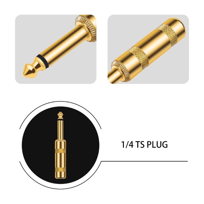 2pcs 6.35mm Plugs Solder Connectors DIY Straight Head/Elbow Solder Type Plugs for Instrument Sound Cable Termination