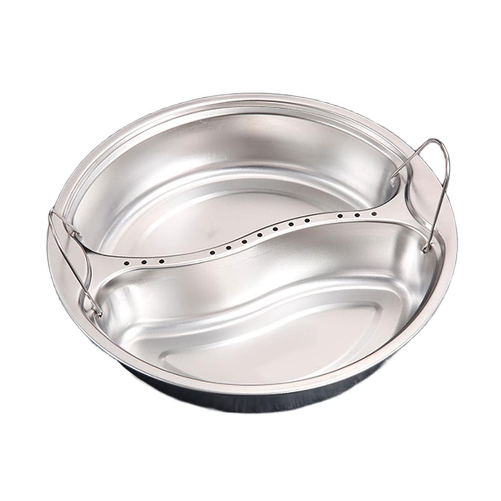 Large Stainless Steel Divided Steamers Tray for Vegetables and Rice Round Food Holder with Double Handle Steaming Plate