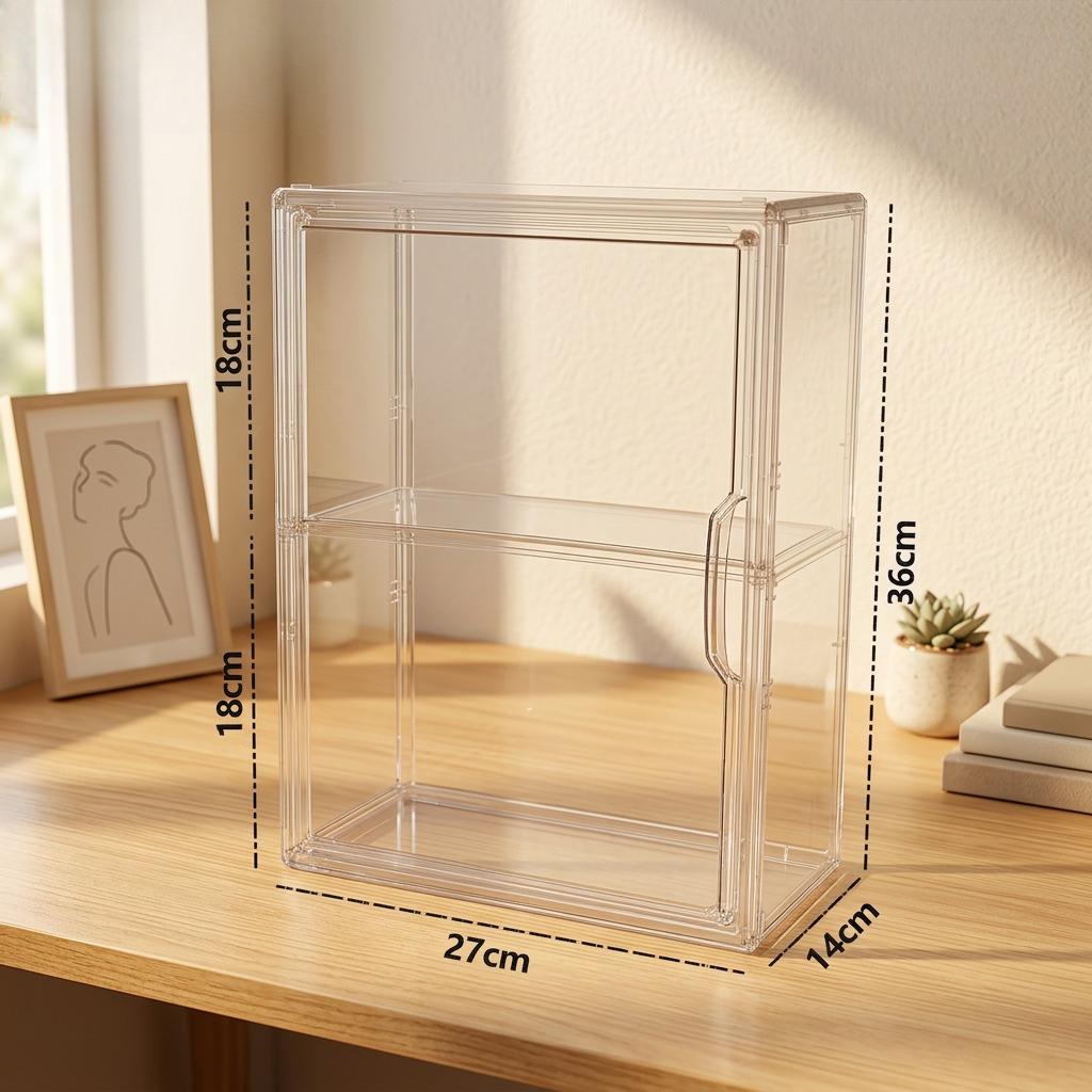 

Transparent Storage Box with Partition Dustproof and Moisture-resistant Acrylic Display Case Organizer Box for Figure Display