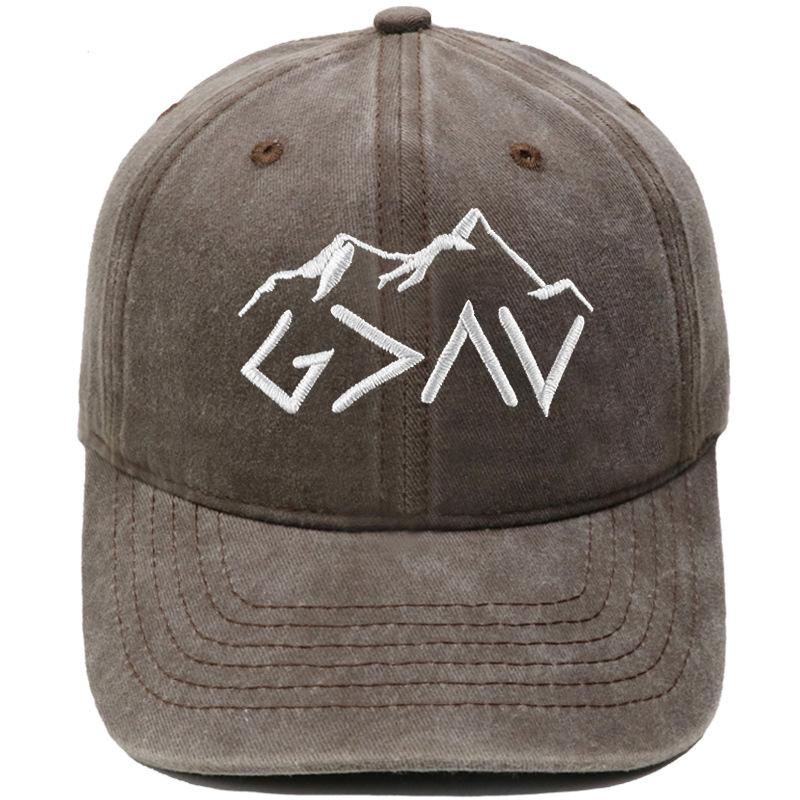 Mountain peak GOD symbol embroidered baseball cap retro dad hat men's and women's leisure outdoor hiking visor