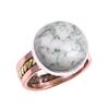 Natürlicher Grüner Dendrit Opal Edelstein Zweifarbig 925 Sterlingsilber Ring Gr.7 k9f97