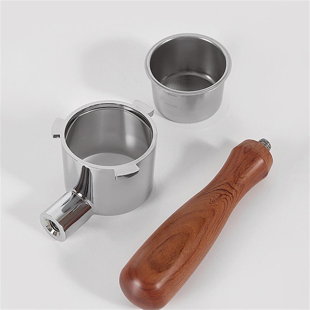 51mm Espresso Naked Portafilter Bottomless Portafilter With Wood Handle Replacement for EC9335/9665/9155 Coffee Machines