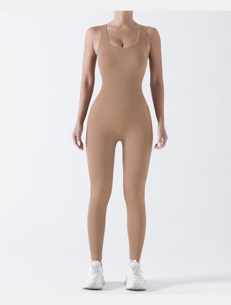 

Бесшовный эластичный комбинезон в рубчик: Европейский и американский фитнес-боди для йоги Medium