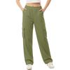 Women's Color Elastic Waist Cargo Pants with Pockets Casual Work Trousers