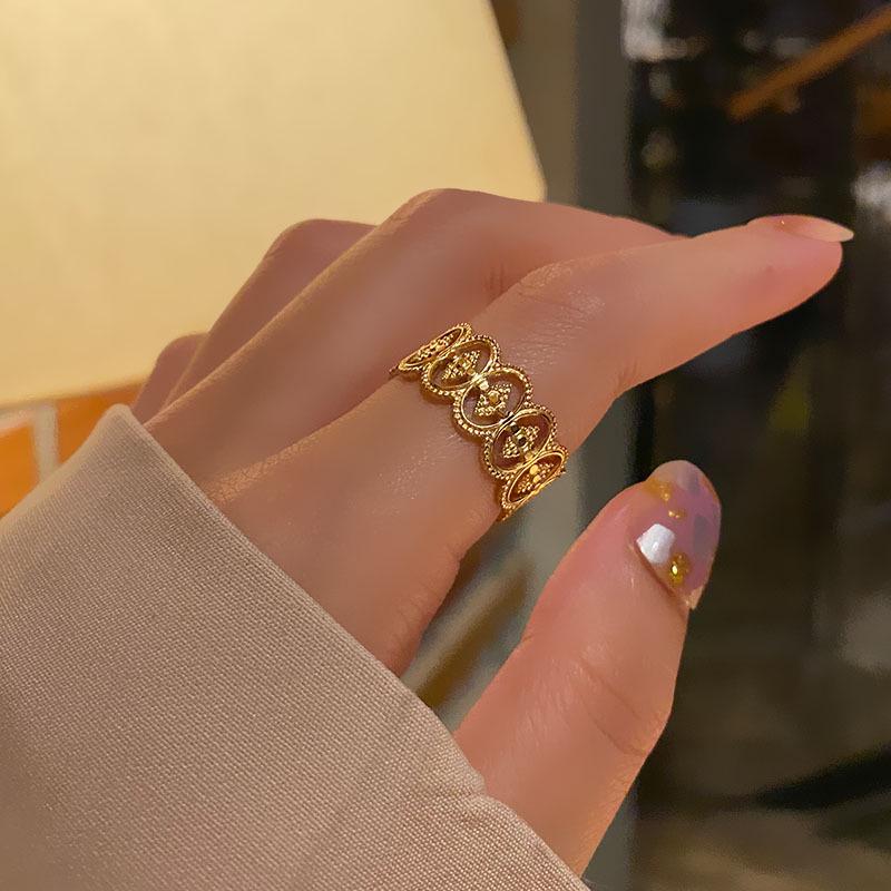 Korean-Style Geometric Titanium Steel Adjustable Index Ring
