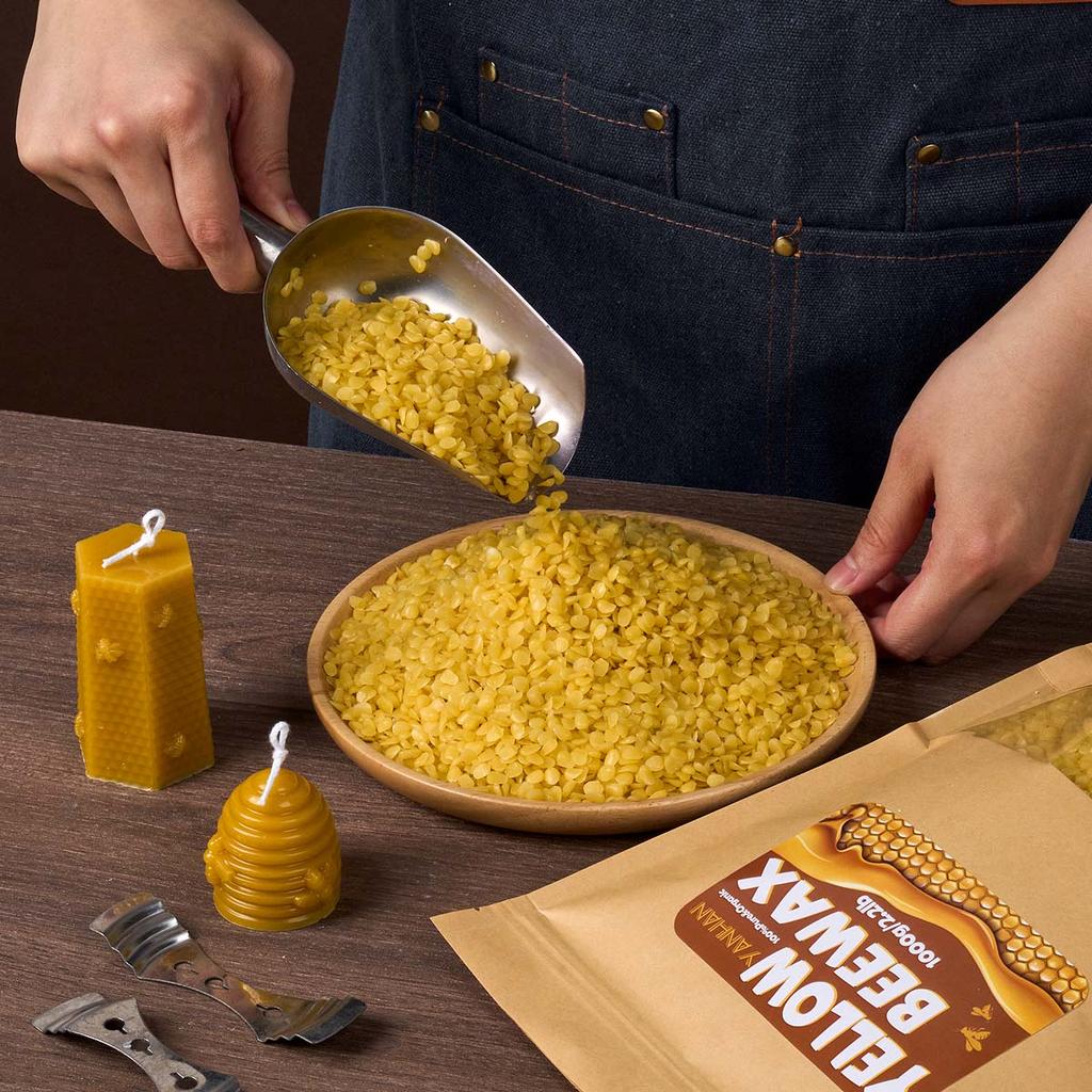 1000g Cera d'api bianca gialla granulare pura naturale Regalo Fatto a Mano Fai da Te Materie Prime Candela di Cera Profumata Materiali per Artigianato