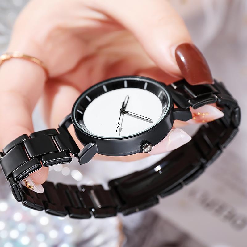Women's Simple Temperament Glow Steel Band Men's Quartz Wrist Watch
