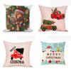 Luxurious 18'' Xmas Cotton Pillow Case Linen Cushion Cover For Merry Christmas Home Decoration