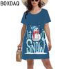 Women's Christmas Clothing 3D Digital Printing Christmas Tree Snowman Short-sleeved O-shaped Casual Dress