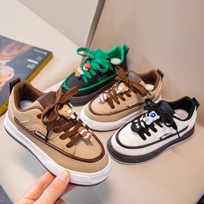 Chaussures pour Garçons Chaussures de Sport Printemps et Automne Mignonnes Décoratives Décontractées Chaussures pour Filles en Cuir à Lacets Version Coréenne Chaussures pour Enfants