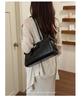 Vintage Retro Leather Baguette: High-capacity Lock Briefcase Handbag