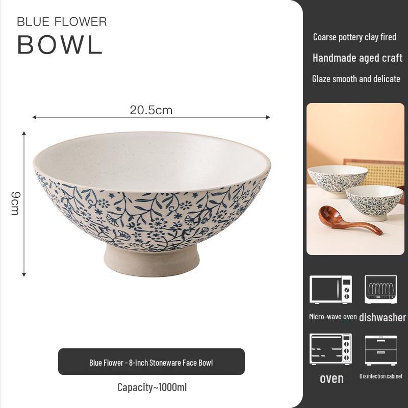 High-Value Japanese Retro Ceramic Ramen Bowl - Large Household Soup & Noodle Bowl