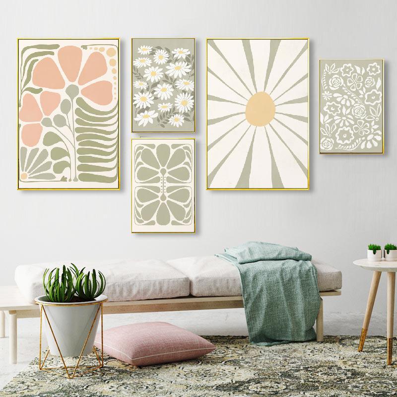 

Абстрактные скандинавские цветы, цветные блоки, минимализм, настенное искусство, холст, живопись, постеры и принты, настенные панно для декора гостиной