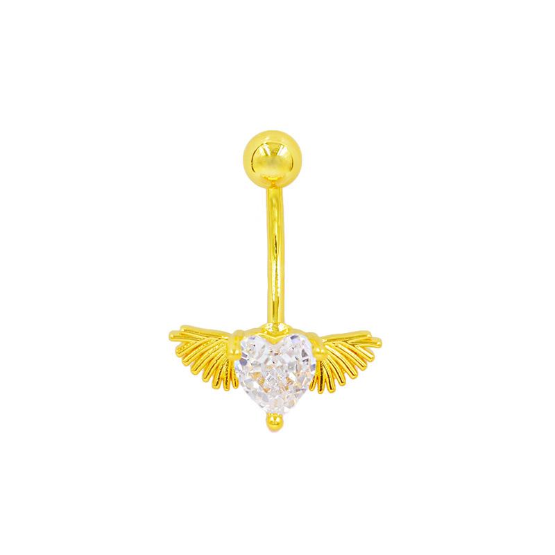 Gaibei Zircon Butterfly and Bird Navel Ring with Hollow Heart
