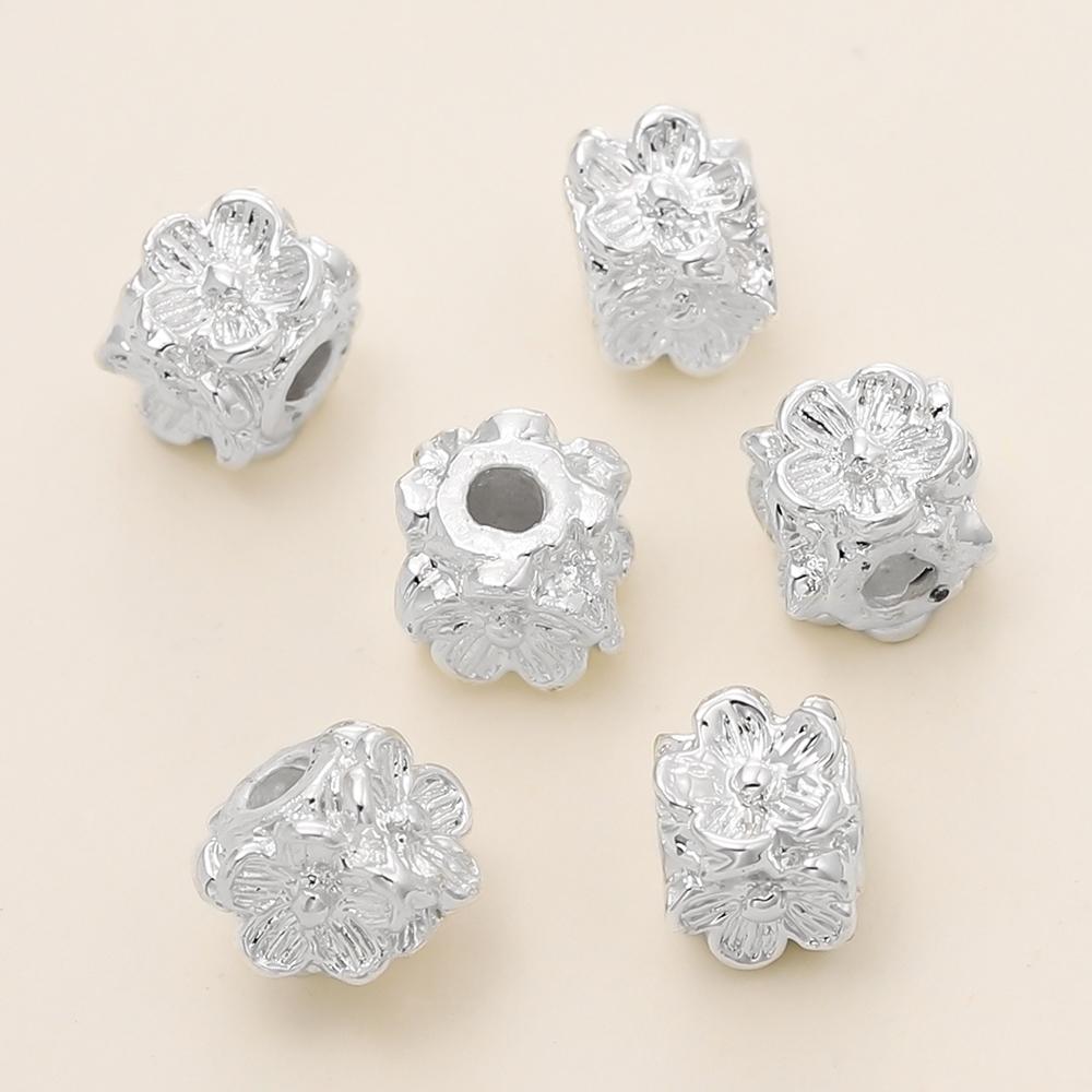

20/50Pcs/Lot 14K/18K Gold Color Plated Square Shape Flower Spacer Beads for DIY Bracelet Necklace Jewelry Making Accessories 20pcs серебряный