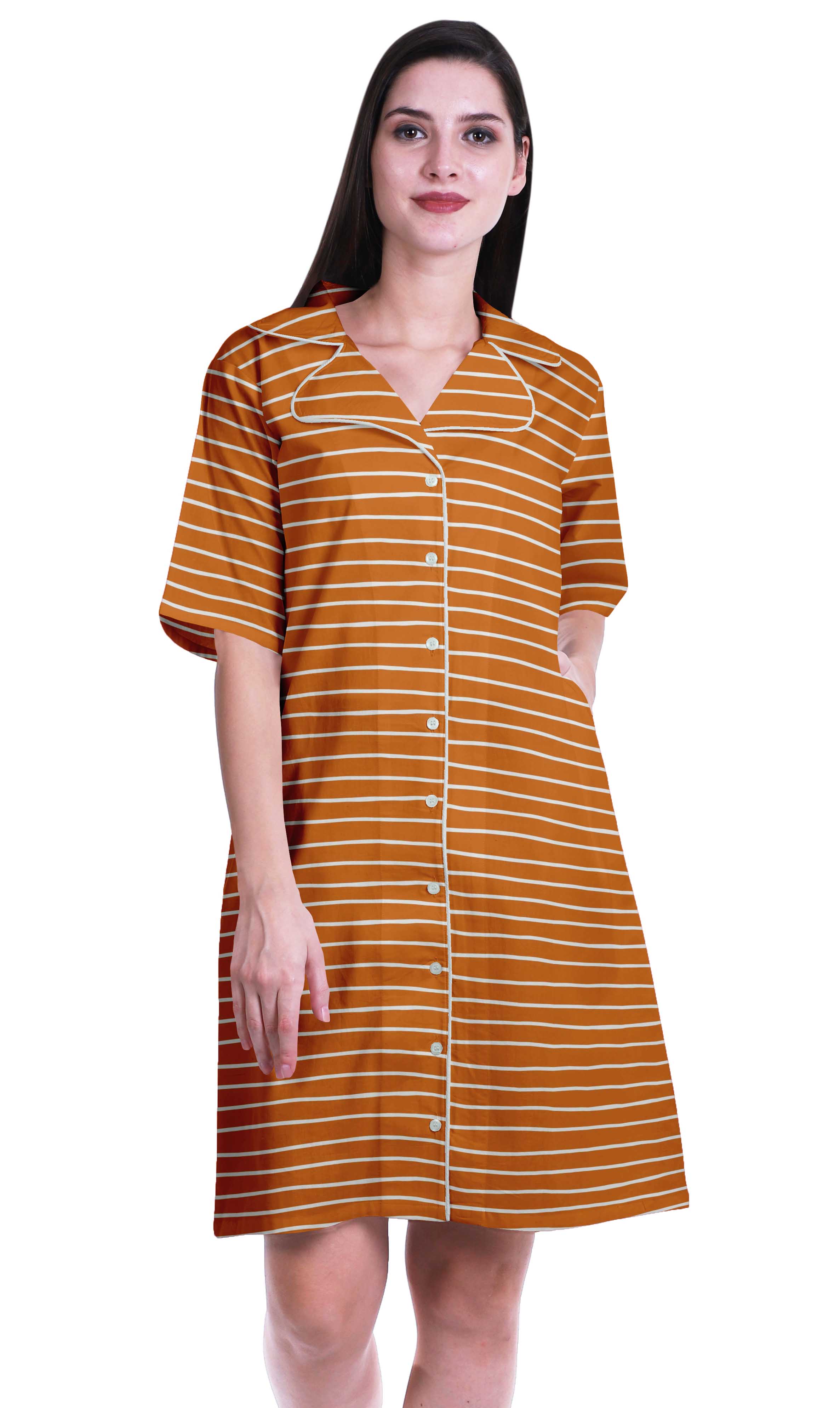 

Moomaya Womens Night Shirt For Sleeping Printed Sleepwear Nightdress-S-XXL XS помаранчевий