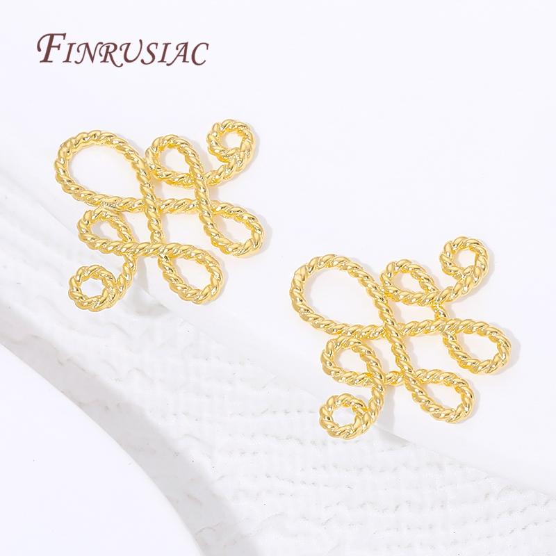 2/4/6Pcs 18K Gold Plated Chinese Knot Charms Connectors,High-quality Earring Links For Earrings Necklace Making DIY Accessories