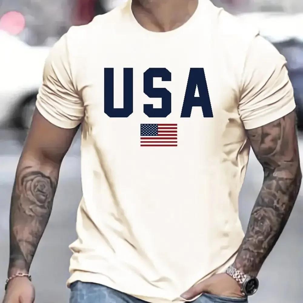 Men's Vintage 100 Cotton T-Shirt  American Personality Route 66 Designed Short-Sleeved Tshirt Casual Oversized Men Clothing Tops