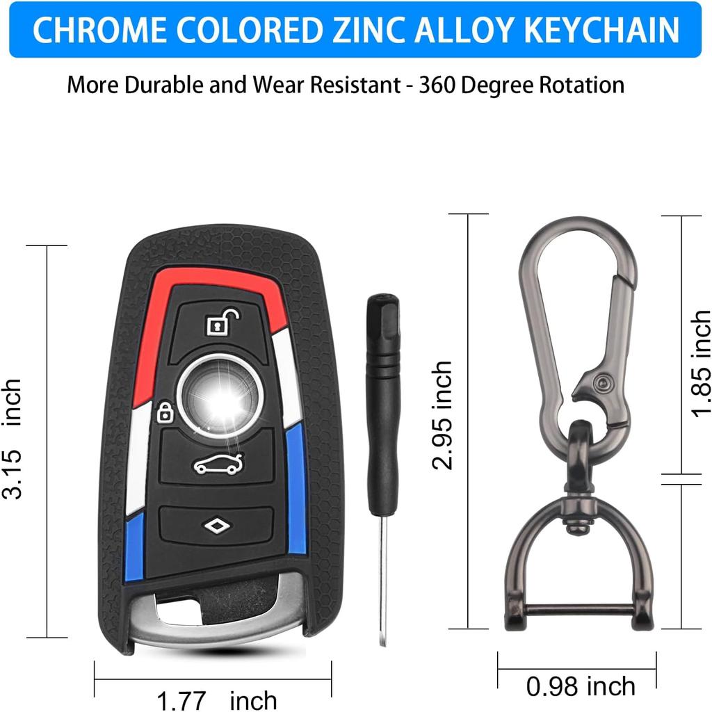 QBUC for BMW Key Fob Cover, Silicone Key Shell Case for BMW X3 X5 X4 X1 X6 2 3 4 5 6 7 Series M3 M5 M6 GT3 GT5 G30 F10 F20 Key Protector with