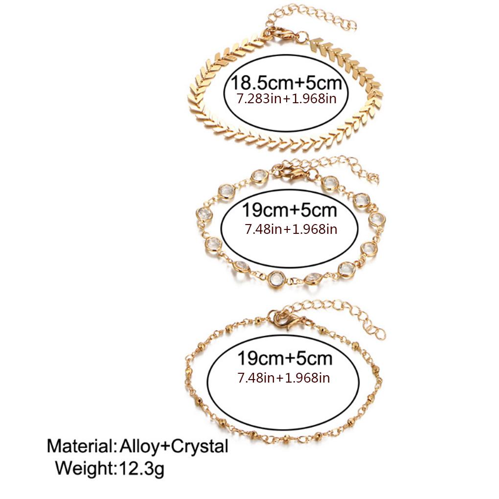 Fashionable And Elegant Foot Jewelry For Women 3Pcs Gold Anklets Gold Ankle Bracelets Adjustable