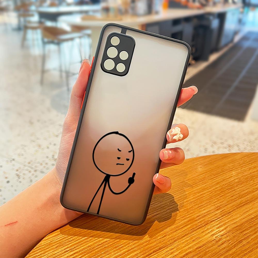 Cute Middle Finger Funny Man Galaxy A53 5G Case For Samsung A52 A52s A13 A14 A21S A23 A32 A33 A51 A71 A73 Phone Case Matte Cover