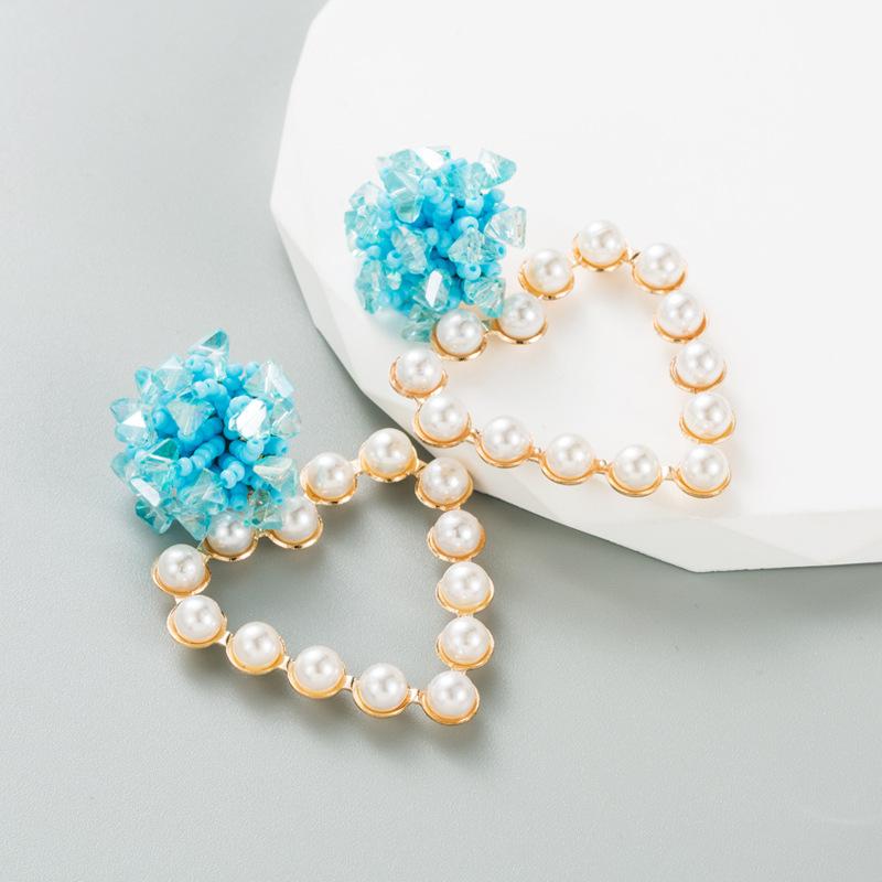 Pinkdudu Cercei romantici, acrilic, cu inimă goală, în 3 culori, cercei eleganti cu perle de imitație, dragoste pentru femei, bijuterii PD1297