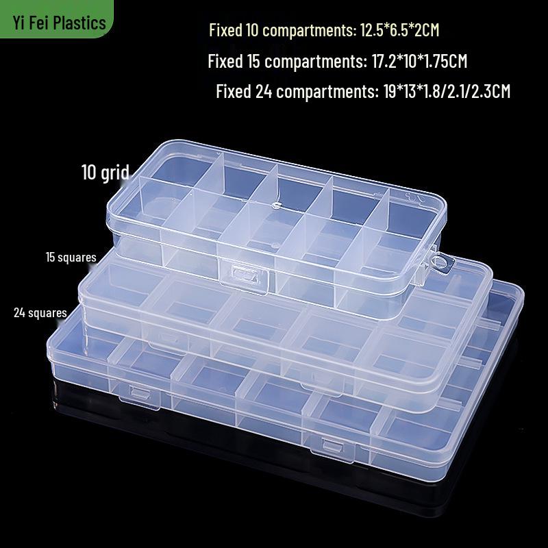 Multi-Grid Transparent Plastic Storage Box for Beading & Jewelry - 10, 15, 24, 28, 32 Options
