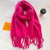 Ankola red mohair solid color scarf women's winter high-end sense atmosphere shawl for boyfriend and girlfriend